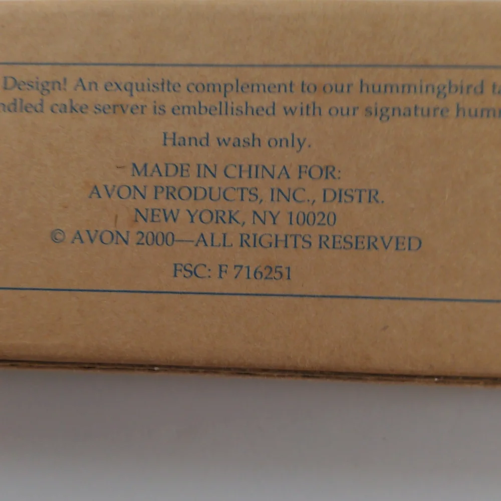 Avon Hummingbird Cake Server